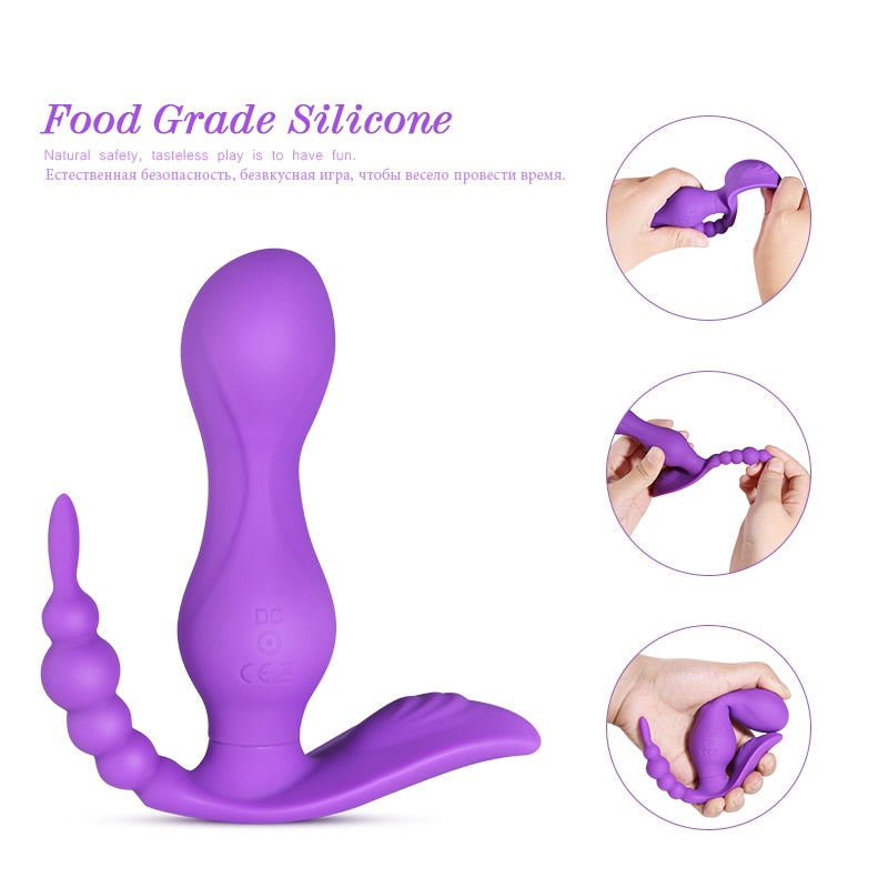 Double-headed Silicone Pull Beads Wireless Remote Control Vibrator