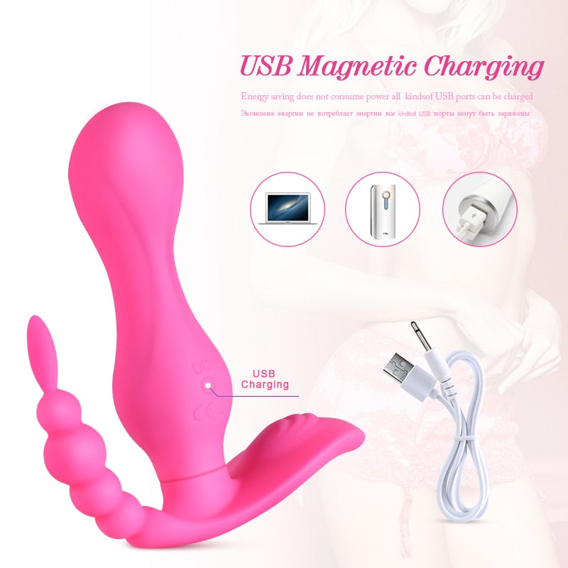 Double-headed Silicone Pull Beads Wireless Remote Control Vibrator