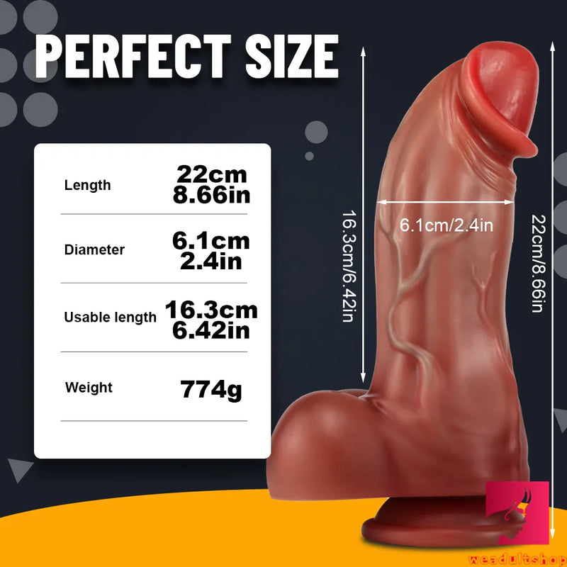 8.66in Real Touching Feel Dildo Soft Silicone Simulation Penis