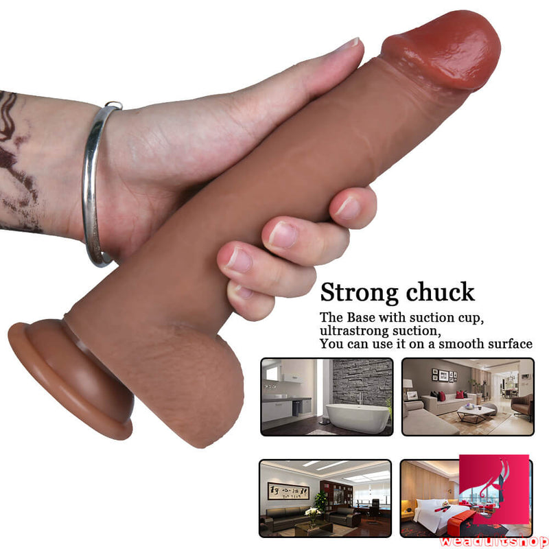 8.66in Silicone Dildo Adult Sex Toy With Moving Foreskin