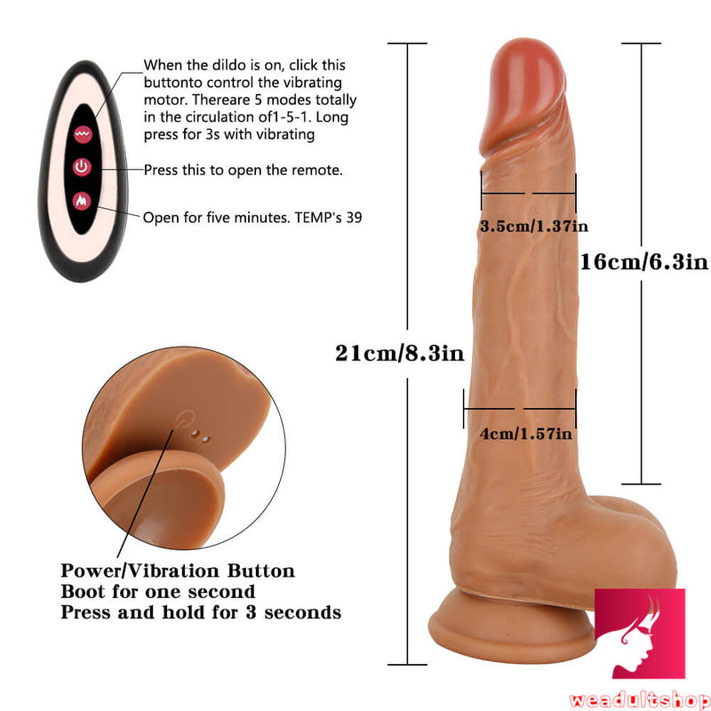 8.3in Wireless Soft Heating Thrusting Dildo Masturbation Toy