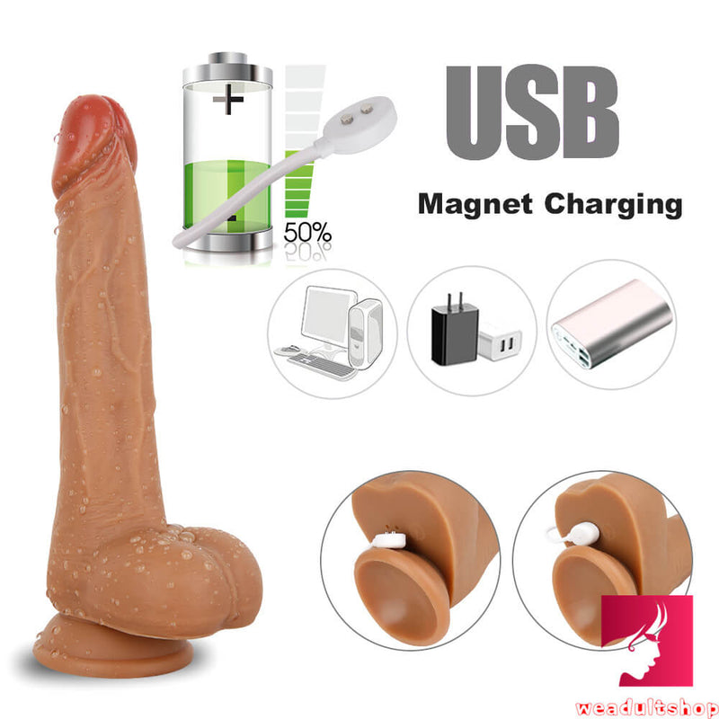 8.3in Wireless Soft Heating Thrusting Dildo Masturbation Toy