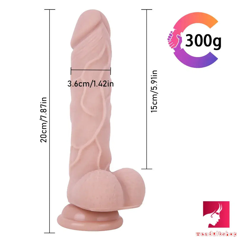 7.87in Realistic Penis Skin Silicone Flexible Dildo With Suction Cup