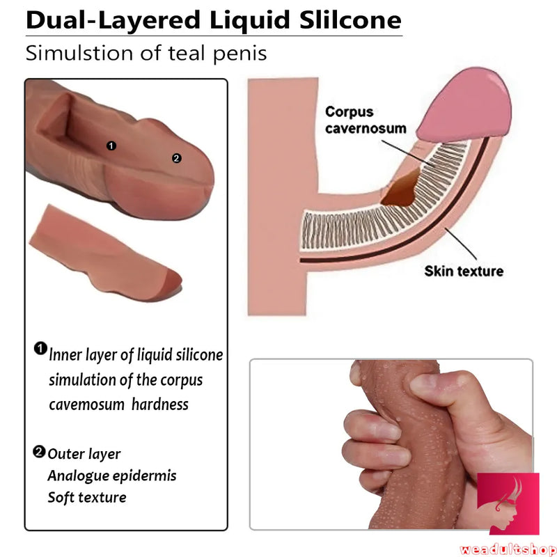 8.26in Double Layer Silicone Lifelike Dildo Adult Sex Toy