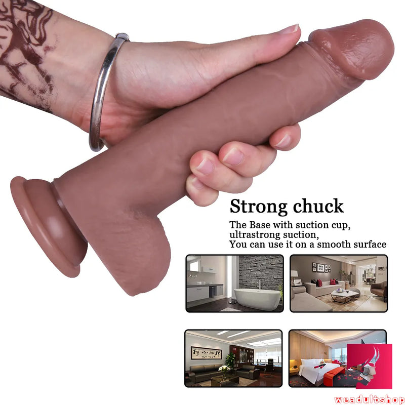 8.66in Silicone Dildo Adult Sex Toy With Moving Foreskin