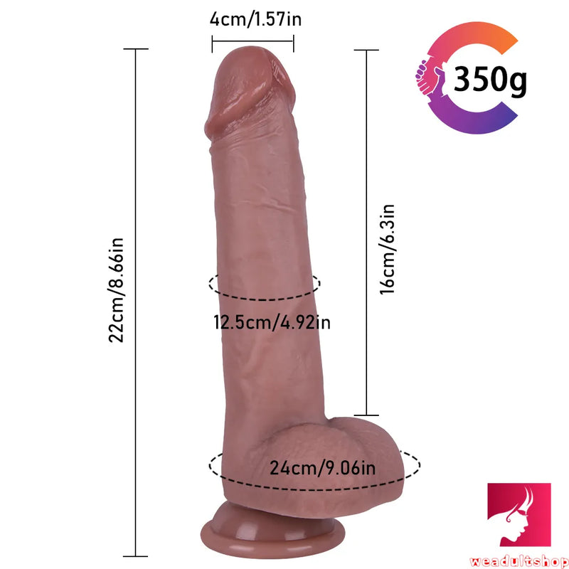 8.66in Silicone Dildo Adult Sex Toy With Moving Foreskin