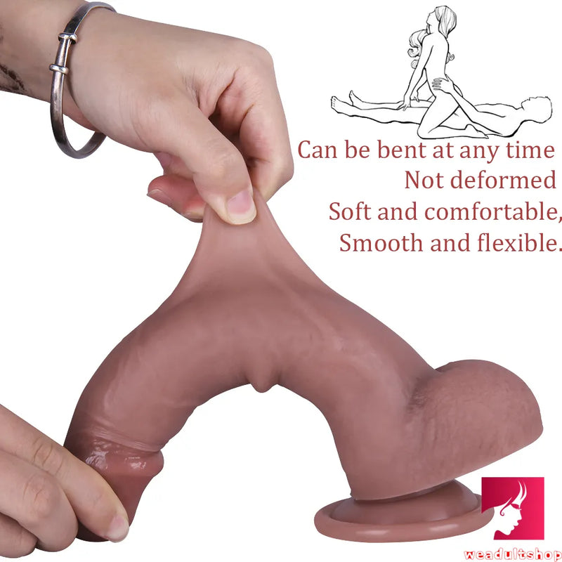 8.66in Silicone Dildo Adult Sex Toy With Moving Foreskin