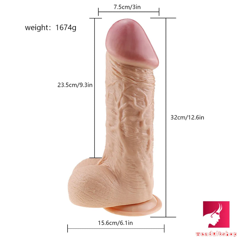 12.6in Super Huge Thick Realistic Soft Dildo Vaginal Masturbator