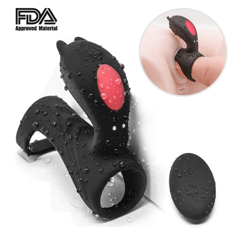 9 Vibration Modes Dual Loops Cock Ring Portable Electric Massage Toy - Adult Toys 