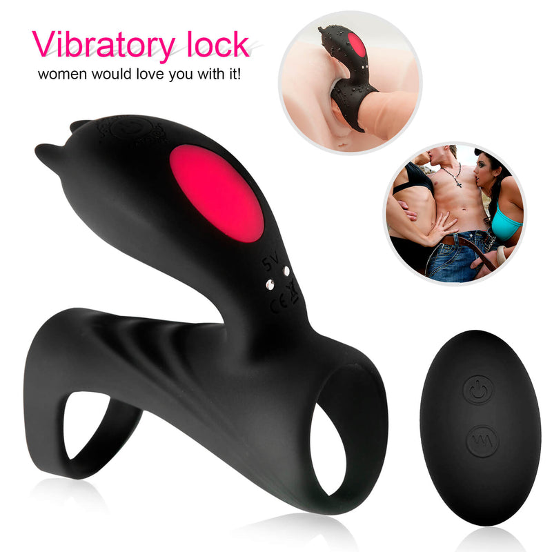 9 Vibration Modes Dual Loops Cock Ring Portable Electric Massage Toy - Adult Toys 