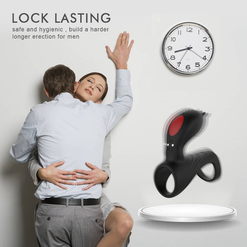 9 Vibration Modes Dual Loops Cock Ring Portable Electric Massage Toy - Adult Toys 