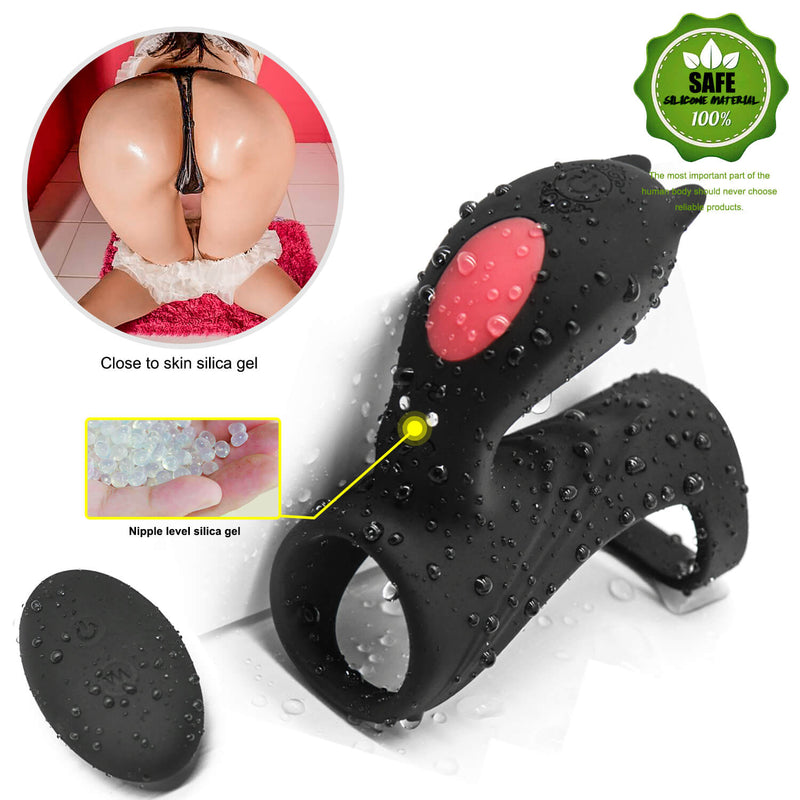 9 Vibration Modes Dual Loops Cock Ring Portable Electric Massage Toy - Adult Toys 