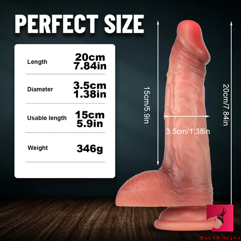 7.84in Real Skin Feeling Realistic Penis Dildo For Women Sex