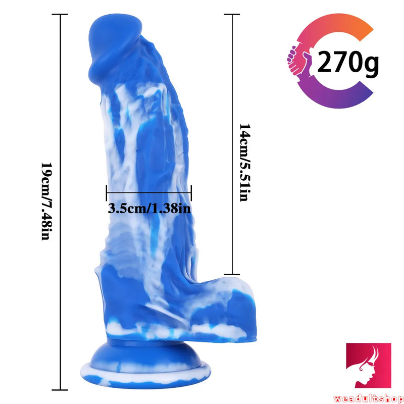 7.48in Realistic Flexible G-spot Thick Dildo with Shaft and Ball