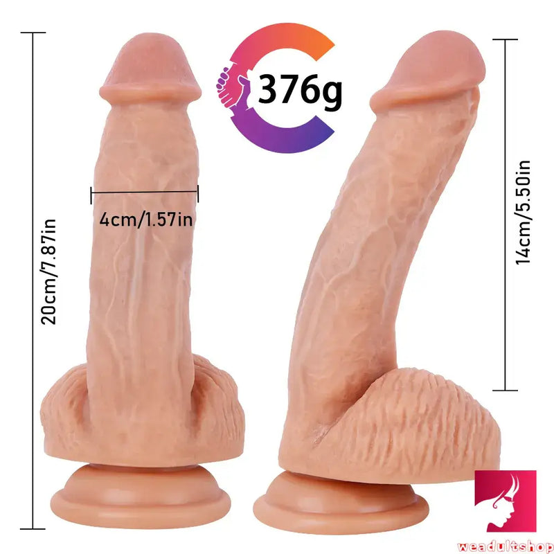 7.87in Super Realistic Liquid Silicone Dildo Perfect Gay Anal Sex Toy