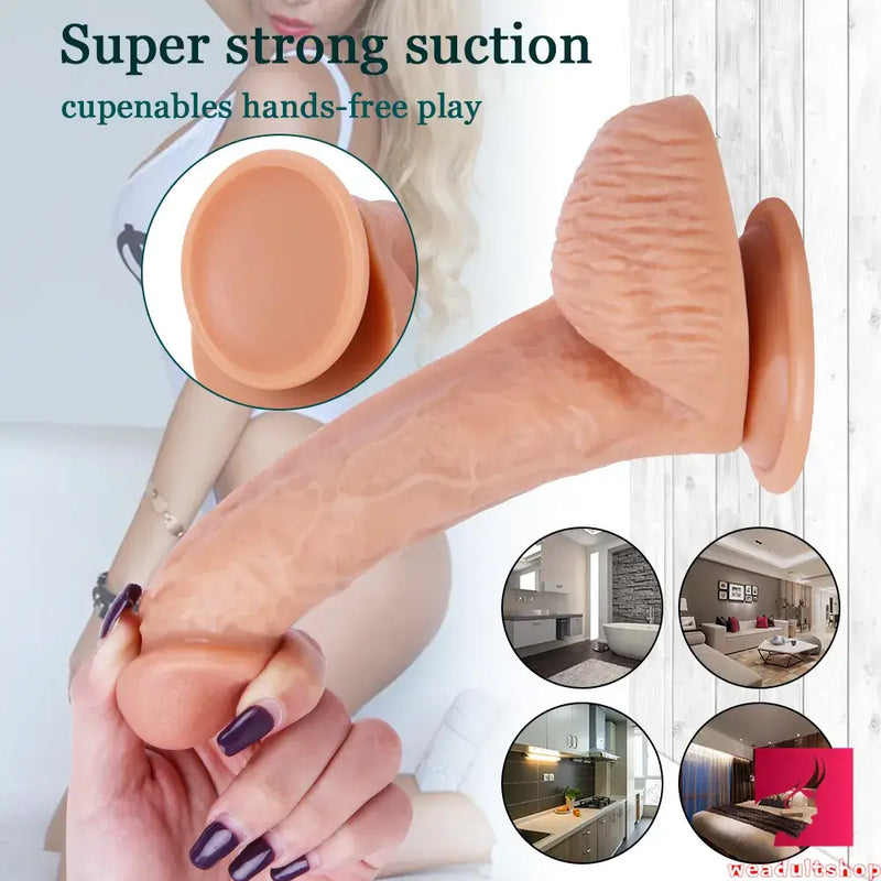 7.87in Super Realistic Liquid Silicone Dildo Perfect Gay Anal Sex Toy