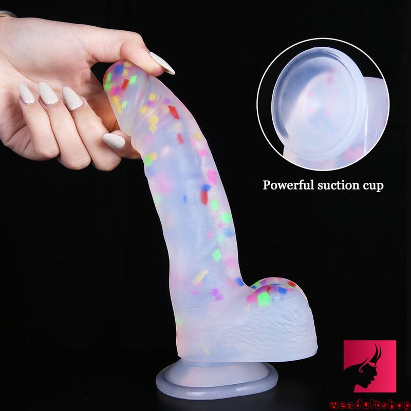 7.87in Flesh Cystal Strap-on Dildo For Men Women Lesbian Masturbation