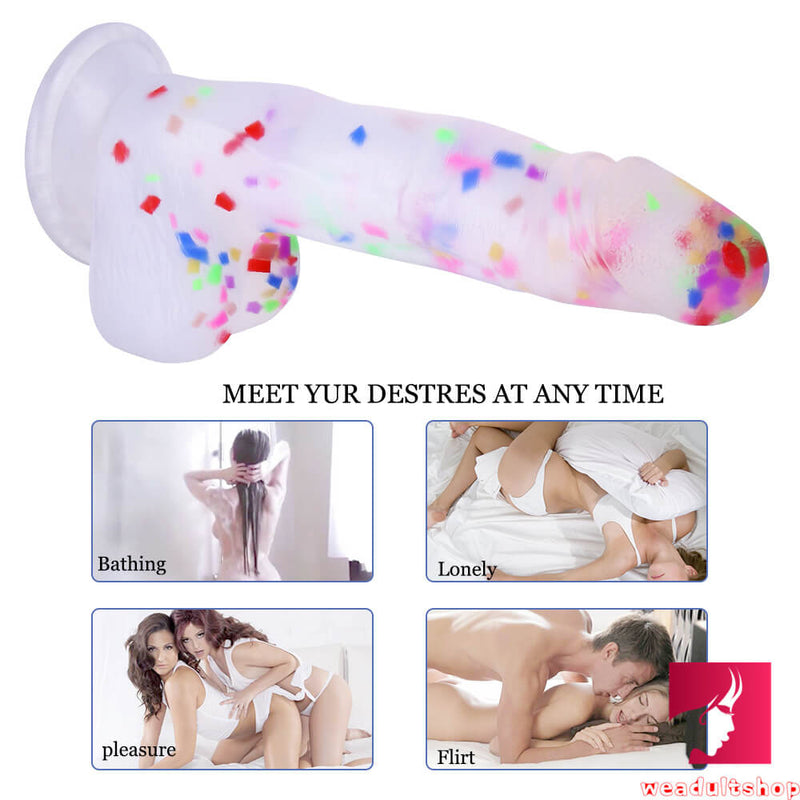 7.87in Flesh Cystal Strap-on Dildo For Men Women Lesbian Masturbation
