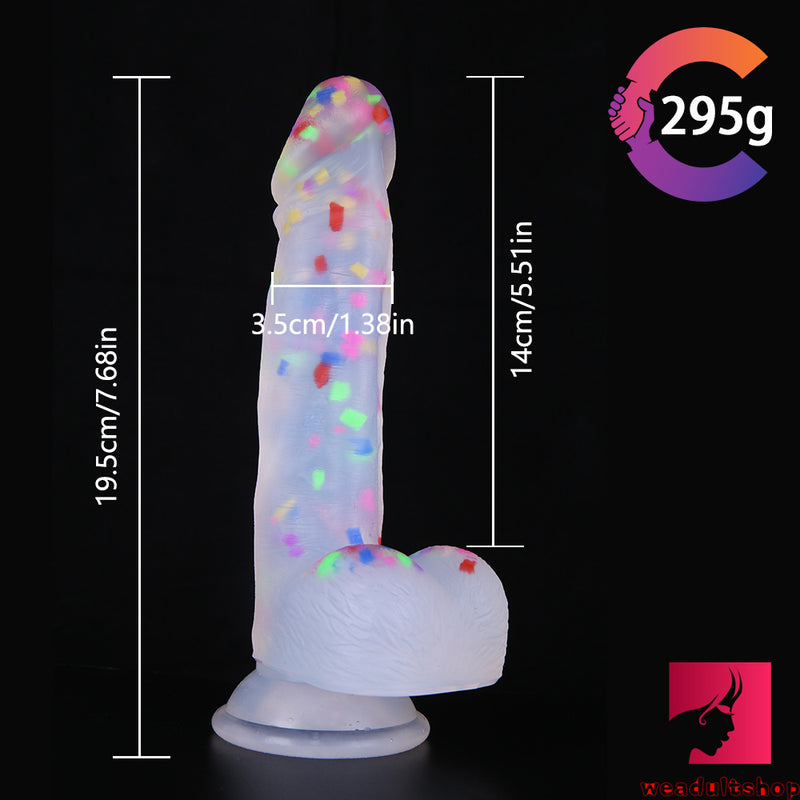 7.87in Flesh Cystal Strap-on Dildo For Men Women Lesbian Masturbation