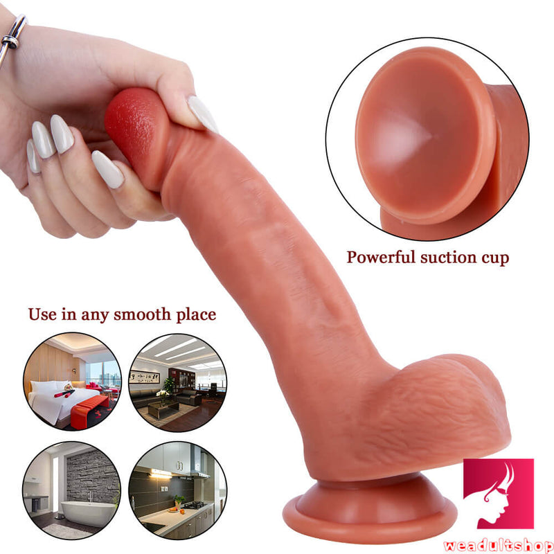 7.87in Flesh Cystal Strap-on Dildo For Men Women Lesbian Masturbation