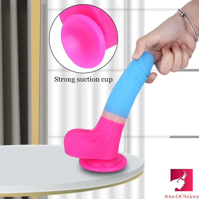 7.09in Rainbow Realistic Dildo Sex Toy For Women Masturbator