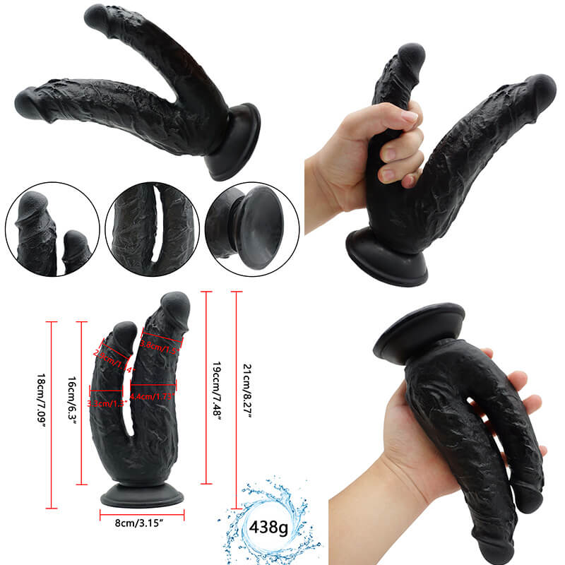 8.27in Women Fucking Dildo Textured Dual-headed Sex Toy With Sucker