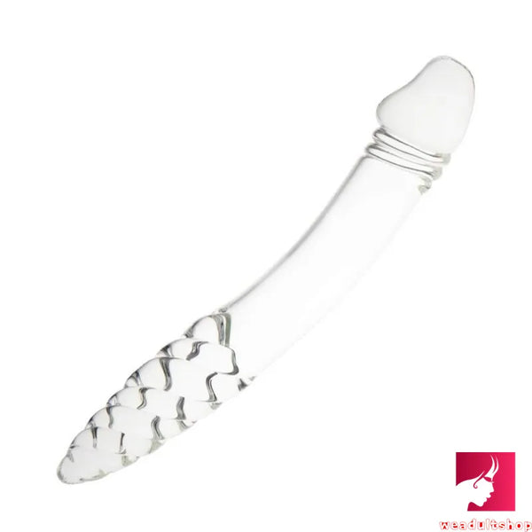 8.85in Big Premium Glass Dual Sided Dildo With Spiral Anal Bead