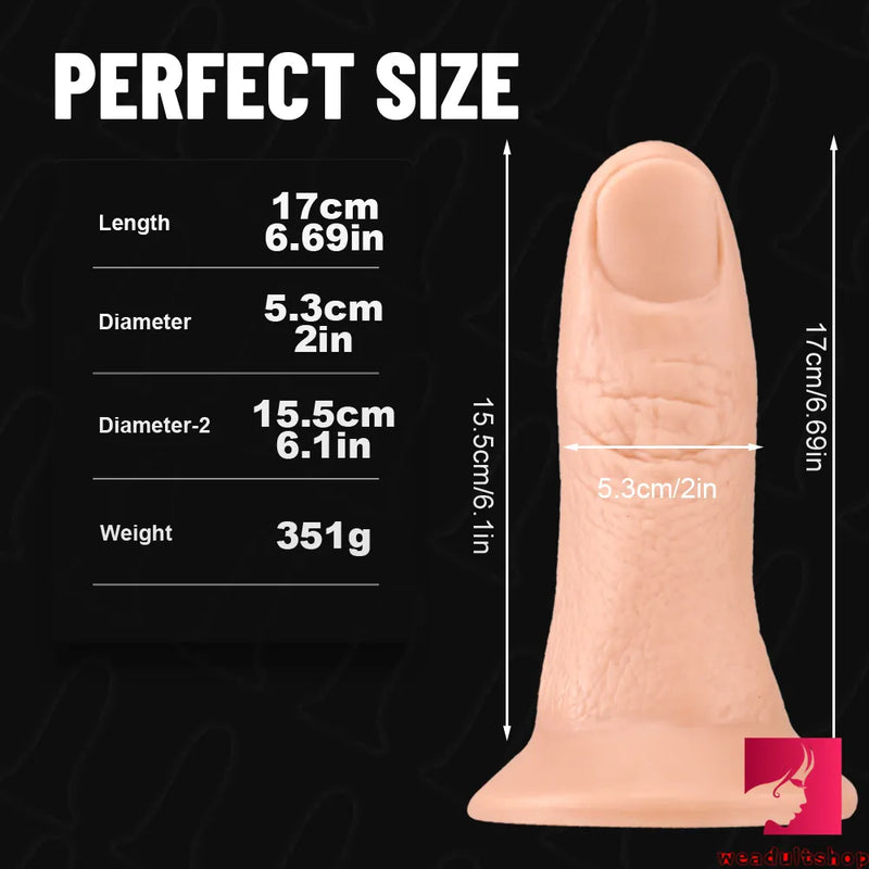 6.69in Thumb Finger Dildo Real Penis Sex Toy With Sucker