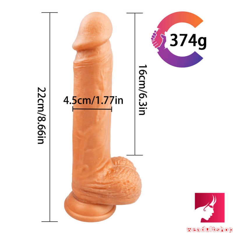 8.66in Gold Silicone Real Sex Feeling Hard Inside Dildo