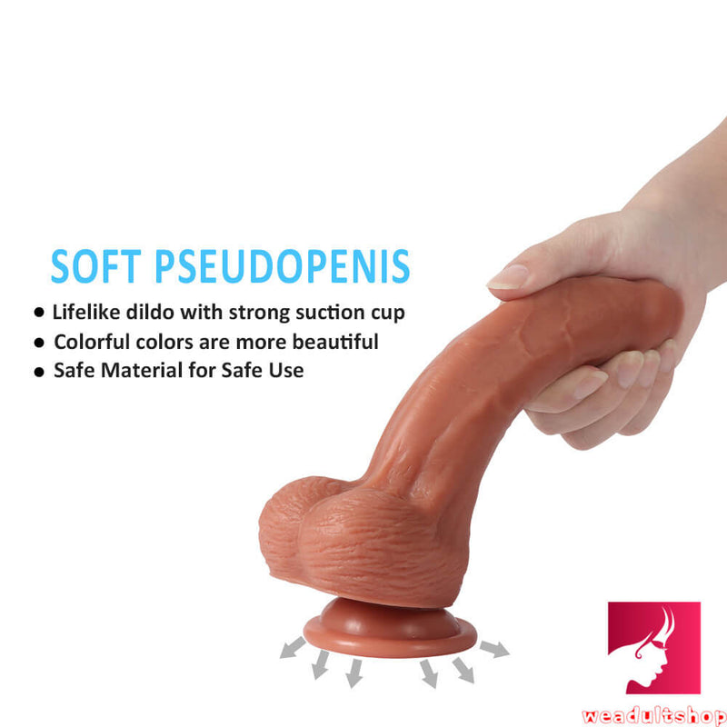 8.46in Soft Skin Natural Penis Foreskin Uncut Dildo