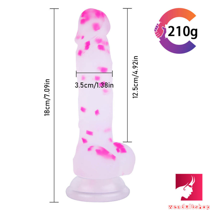 7.09in Pink White Jelly Colorful Dildo Sex Toy For Adults