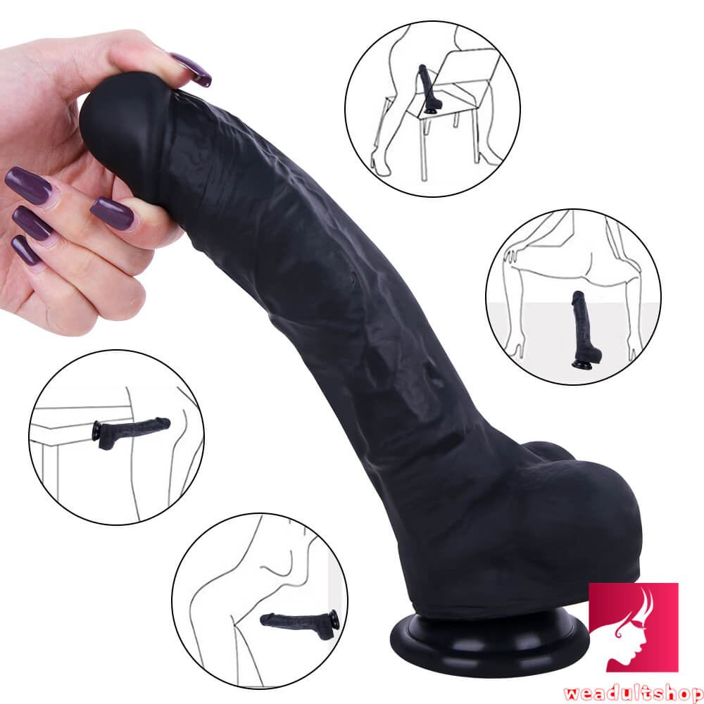 9.45in Girls Using Big Dildo Sex Toy With Blue Veins