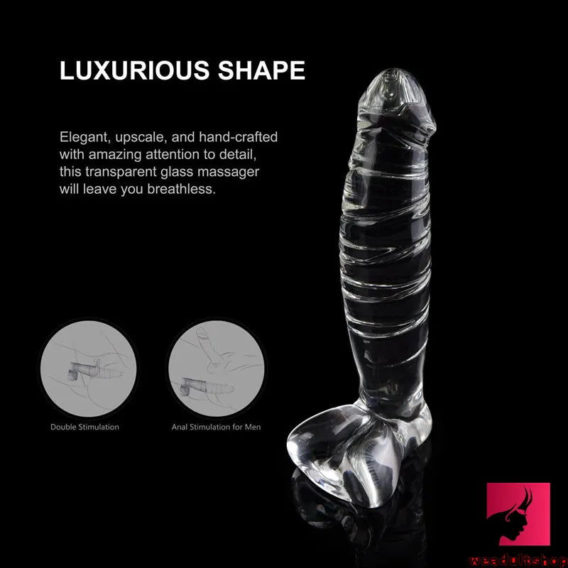 7.9in Body Safe Glass Dildo Toy For Anal Vaginal Massaging
