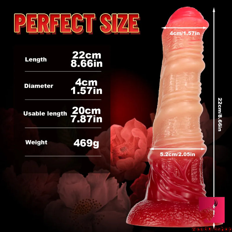 8.66in Ombre Red Purple Big Horse Dildo For Anal Fucking