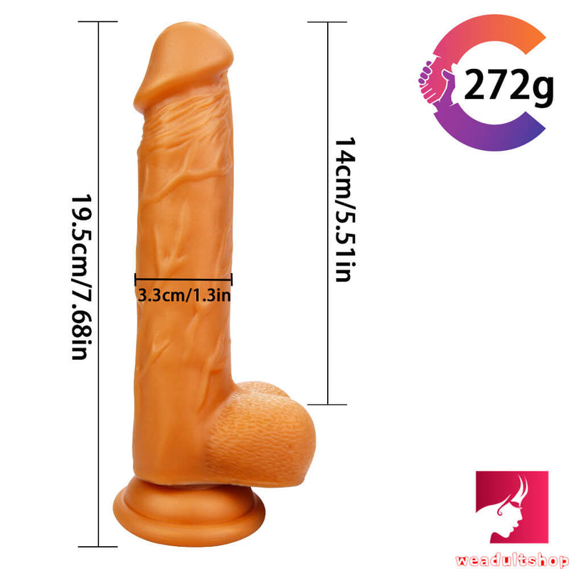 7.68in Gold Skin Liflike Elastic Mimic Human Penis Dildo For Adult
