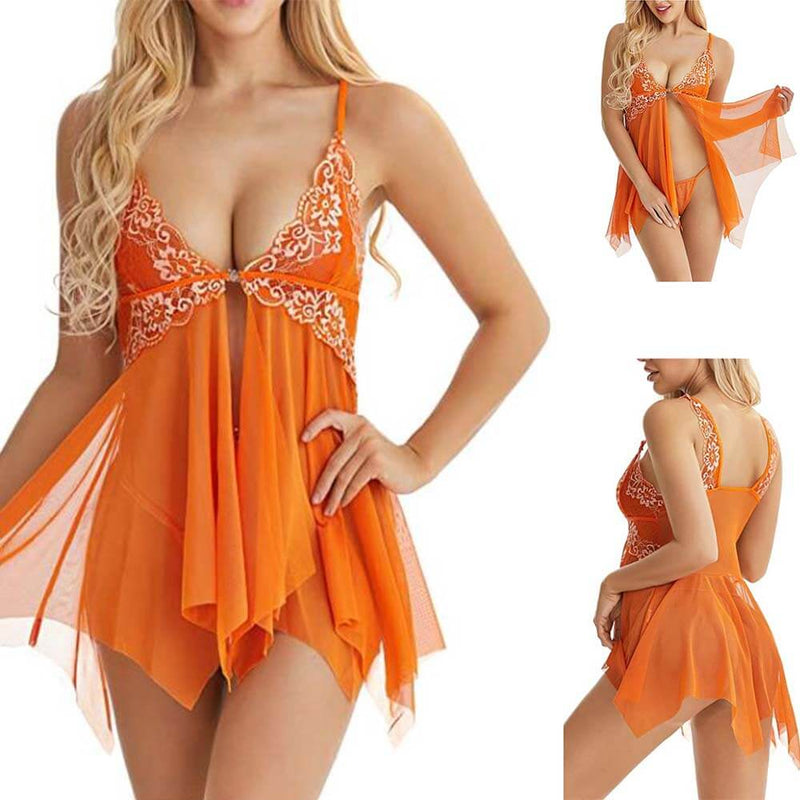 Sexy Lingerie Sleepwear Erotic Womens V Neck Lace Babydoll - Adult Toys 