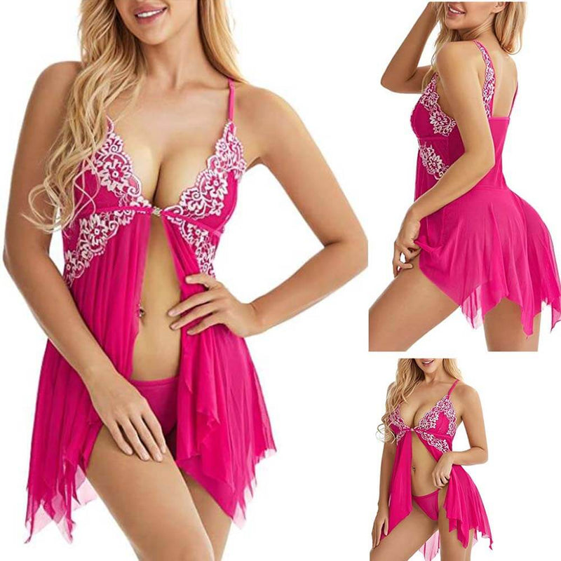 Sexy Lingerie Sleepwear Erotic Womens V Neck Lace Babydoll - Adult Toys 