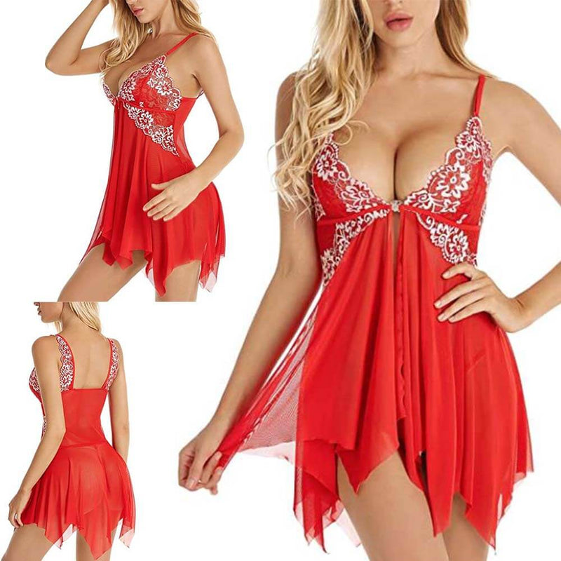 Sexy Lingerie Sleepwear Erotic Womens V Neck Lace Babydoll - Adult Toys 