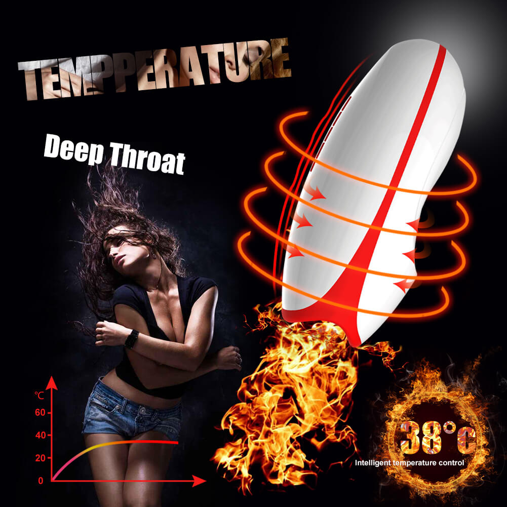 10 Powerful Vibrations Deep Throat Masturbator Smart Heating Waterproof Oral Cup - Adult Toys 