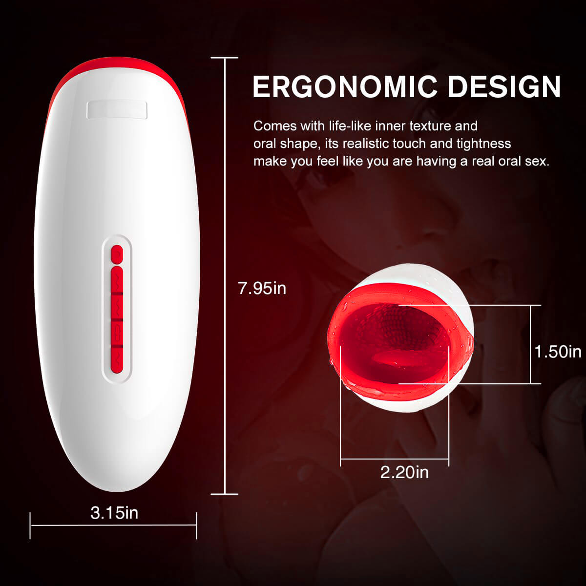 10 Powerful Vibrations Deep Throat Masturbator Smart Heating Waterproof Oral Cup - Adult Toys 