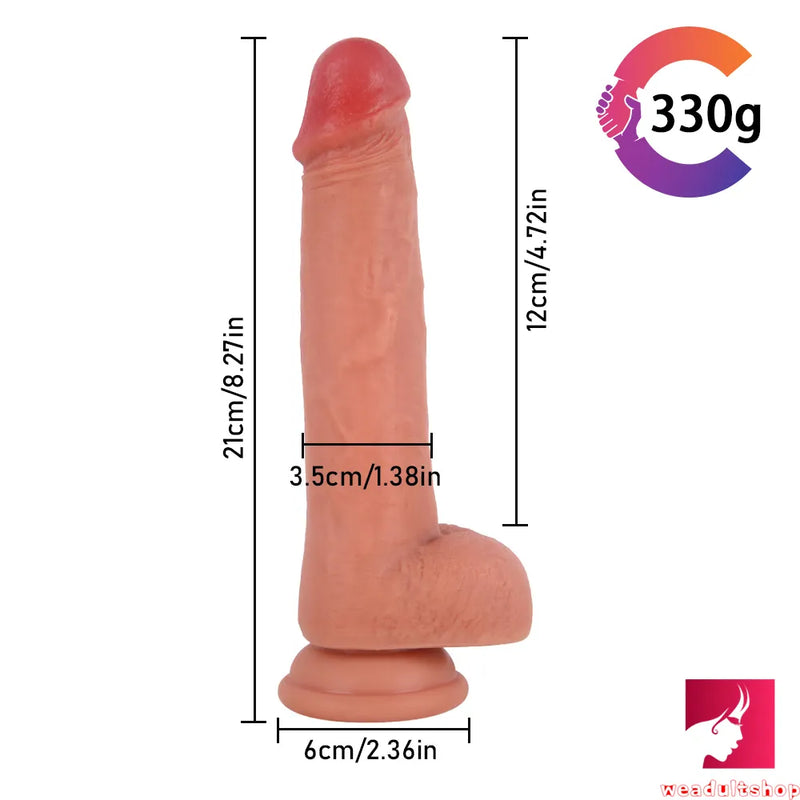 8.27in Real Feeling Lifelike Uncut Dildo With Moving Foreskin