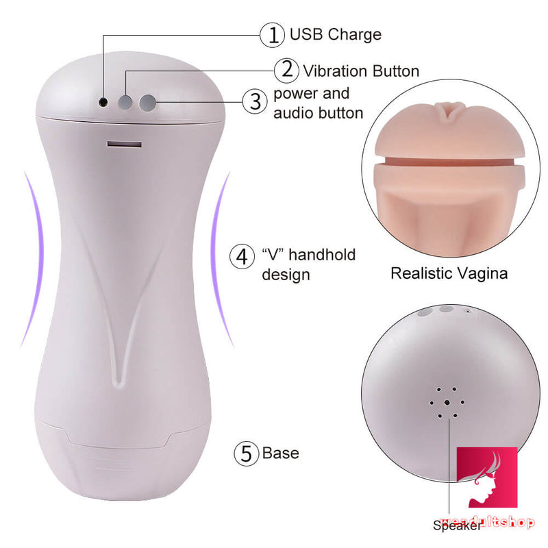 10 Frequency Vibration Voice USB Charging V Handhold Masturbator