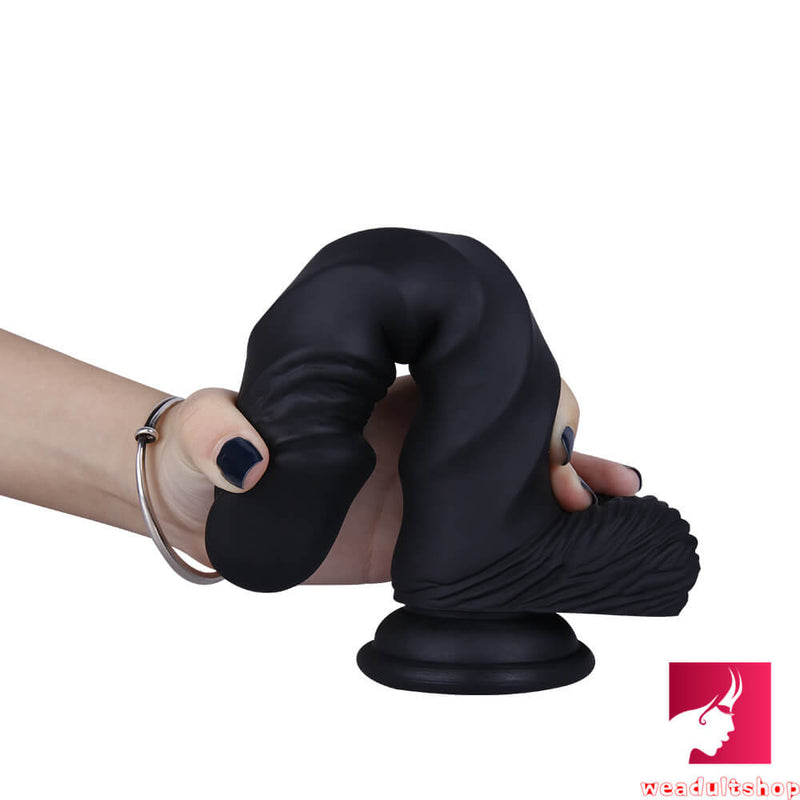 8.27in Black Body Safe Spiral Design Dildo Sex Toy For Men