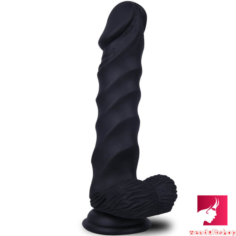 8.27in Black Body Safe Spiral Design Dildo Sex Toy For Men