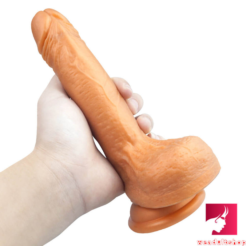 7.28in Soft Touching Feeling Silicone Gold Dildo Sex Toy