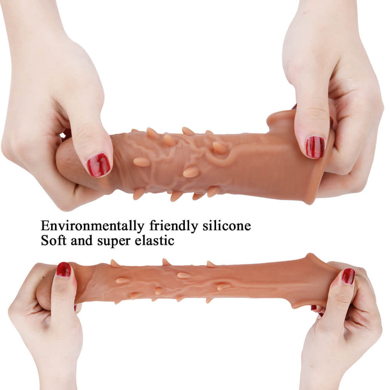 6.3in Penis Stretcher Lifelike Super Elastic Spiked Sleeve
