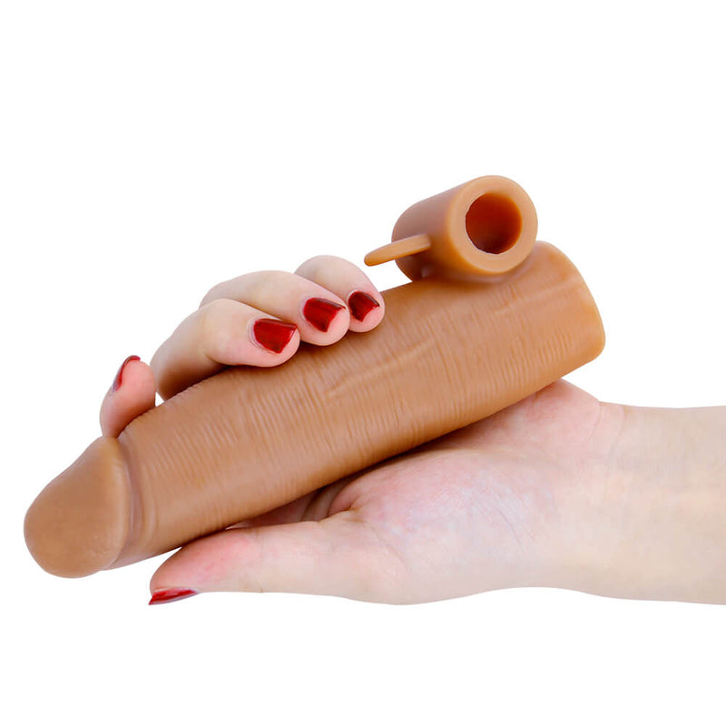 5.9in Hollow Silicone Dildo Vibrating Penis Extender Sex Toy