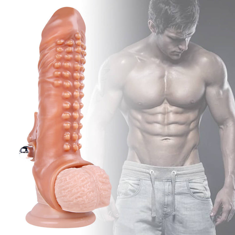 6.69in Penis Extension Vibrating Sleeve Stretchy Condom Sex Toy