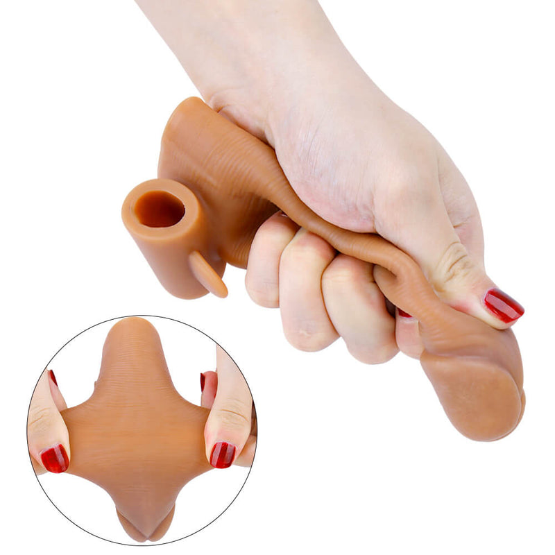 5.9in Hollow Silicone Dildo Vibrating Penis Extender Sex Toy