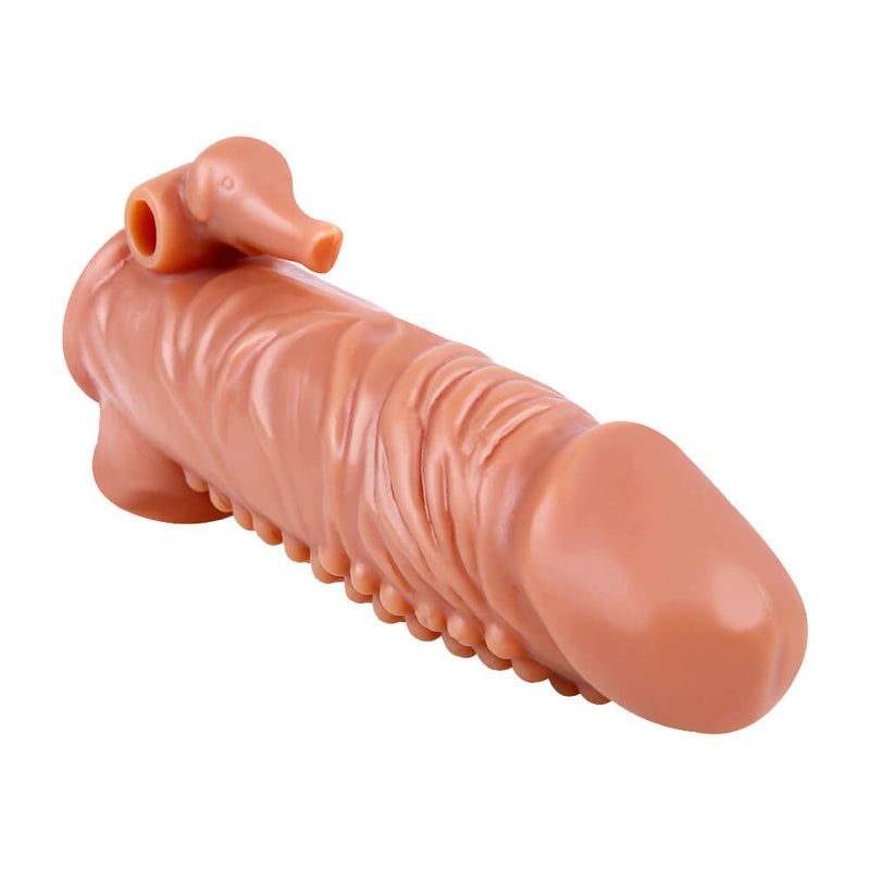 6.69in Penis Extension Vibrating Sleeve Stretchy Condom Sex Toy